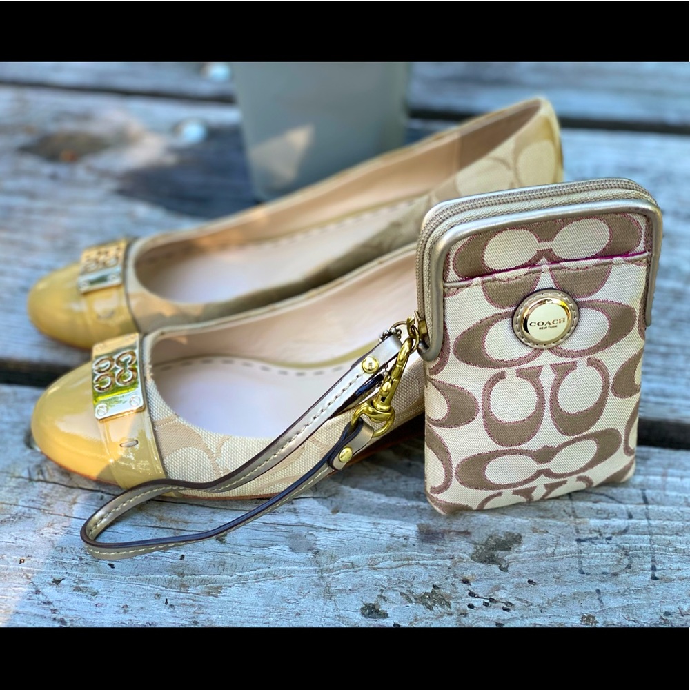 Coach wedge sandals, size 6.5, never used.